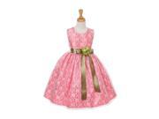 Cinderella Couture Little Girls Coral Lace Sage Sash Sleeveless Dress 6