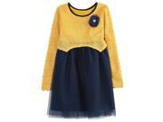 Richie House Little Girls Yellow Navy Dress Layered Bottoms Sweet Sweater 3 4