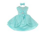 Little Girls Aqua Green Rhinestud Bow Easter Special Occasion Dress 4T