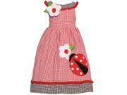 Good Lad Little Girls Red Checker Pattern Floral Lady Bug Applique Dress 5