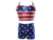 Reflectionz Little Girls Red Blue American Flag Top Shorts 2 Pc Set 4