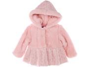 Isobella Chloe Little Girls Pink Crochet Bottom Hooded Carly Coat 4T