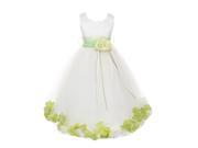 Kids Dream Little Girls White Satin Lime Petal Sash Flower Girl Dress 4