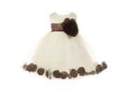 Baby Girls Ivory Brown Petal Adorned Satin Tulle Flower Girl Dress 12M