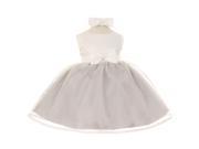 Cinderella Couture Baby Girls Silver Ivory Satin Organza Bow Headband Dress 12M