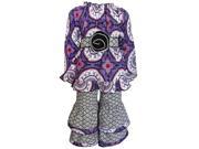 AnnLoren Little Girls Purple Peasant Quatrefoil Flared Pants Outfit 2 3T