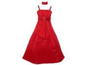 Little Girls Red Rhinestone Brooch Dull Satin Special Occasion Dress 4