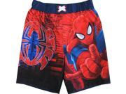 Spiderman Little Toddler Boys Black Red Cartoon Character Swimwear Shorts 4T