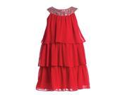 Sweet Kids Little Girls Red Sequined Neck Tiered Flower Girl Dress 4