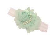 Reflectionz Girls Aqua Pearl Lace Bow Attached Flowery Stretchy Headband