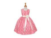 Cinderella Couture Little Girls Coral Lace Ivory Sash Sleeveless Dress 4