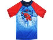 Spiderman Little Toddler Boys Blue Red Character Swimwear Rashguard Top 4T