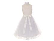 Cinderella Couture Little Girls White Bodice Tulle Scarf Flower Girl Dress 4