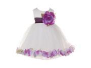 Baby Girls White Lavender Petal Adorned Satin Tulle Flower Girl Dress 24M