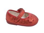 Angel Girls Glitter Red Flower Kimono Velcro Strap Mary Jane Shoes 3 Baby