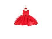 Baby Girls Red Lace Satin Rhinestone Bow Headband Flower Girl Dress 24M