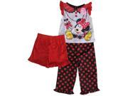 Disney Little Girls Black Red Polka Dot Minnie Print 3 Pc Pajama Set 2T