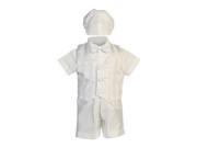 Lito Little Boys White Shantung Striped Organza Vest Shorts Baptism Set 2T