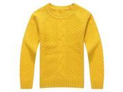 Richie House Big Girls Yellow Classic Solid Color Cable Knit Sweater 6 7