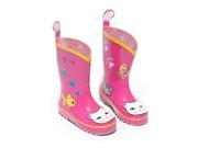 Kidorable Girls Pink Lucky Cat Print Lined Rubber Rain Boots 2 Kids