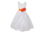 Big Girls White Orange Bridal Dull Satin Sequin Flowers Occasion Dress 10