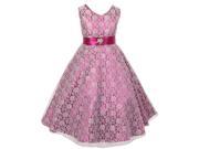 Big Girls Magento Lace Overlay Satin Brooch Sash Special Occasion Dress 12