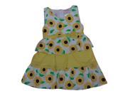 Kids Zone Little Girls Yellow Floral Print Tiered Sleeveless Dress 5