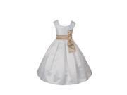 Cinderella Couture Little Girls White Satin Champagne Sash Sleeveless Dress 2