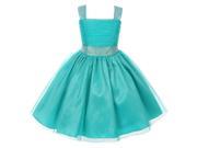 Cinderella Couture Big Girls Jade Rhinestone Ruched Sleeveless Dress 8