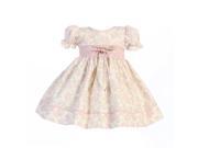 Lito Baby Girls Pink Floral Print Smocked Waist Easter Dress 0 3M