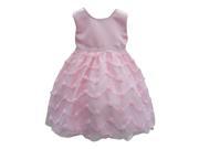 Little Girls Pink Chevron Style Embroidered Glitter Flower Girl Dress 4