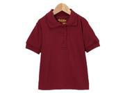 Big Kids Unisex Burgundy Button Closure Collar Short Sleeve School Polo 18