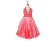 Little Girls Coral Chiffon Satin Pleated Special Occasion Dress 6