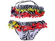 Pily Q Little Girls Multi Color African Rays Pom Pom 2 Pc Bikini Swimsuit 6