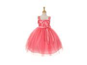 Little Girls Coral Tulle Satin Bow Sash Flower Girl Easter Dress 4