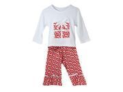 Little Girls White Red Polka Dots Boutique Christmas Pant Outfit Set 4T