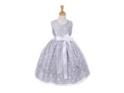 Cinderella Couture Little Girls Tea Length Flower Corsage Dress White Sash 4