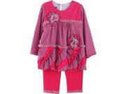Isobella Chloe Little Girls Magenta Stripe Raspberry Truffle Pant Set 2T