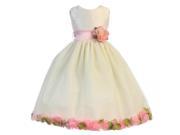 Crayon Kids Little Girls Ivory Pink Petal Flower Girl Dress 4T