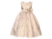 Kids Dream Big Girls Gold Jacquard Organza Overlay Special Occasion Dress 10
