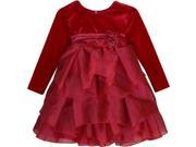 Isobella Chloe Baby Girls Red Velvet Ruffles Christmas Ruby Kiss Dress 12M