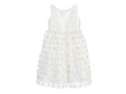 Angels Garment Little Girls Off White Floral Mesh Easter Occasion Dress 4T