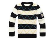 Richie House Little Boys White Navy Two Colors Stripe Sweater 1 2
