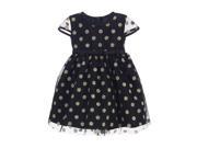Sweet Kids Baby Girls Black Gold Polka Dotted Overlay Occasion Dress 24M