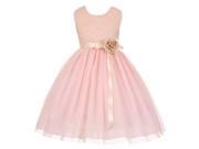 Little Girls Pink Lace Satin Sash Corsage Tulle Flower Girl Dress 4