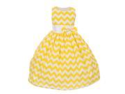 Shanil Inc Little Girls Yellow Chevron Stripe Bow Special Occasion Dress 2T