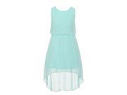 Little Girls Aqua Rhinestone Adorned Chiffon Hi Lo Flower Girl Dress 2T