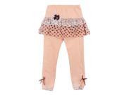 Richie House Little Girls Peach Chocolate Bow Accent Skirted Tights 3
