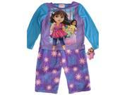 Nickelodeon Little Girls Purple Dora The Explorer Print 2 Pc Pajama Set 3T