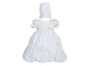 Lito Baby Girls White Poly Cotton Jacquard Christening Easter Dress 3 6M
